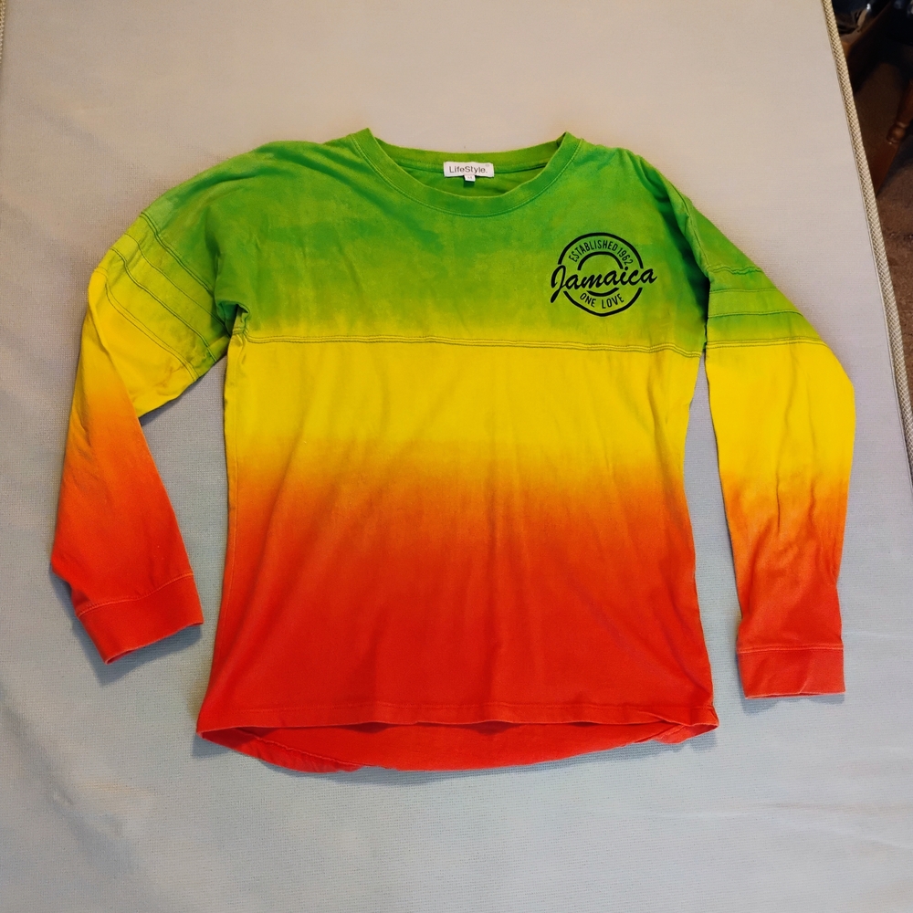 Gradient Long Sleeve Tee - Green, Yellow, Red